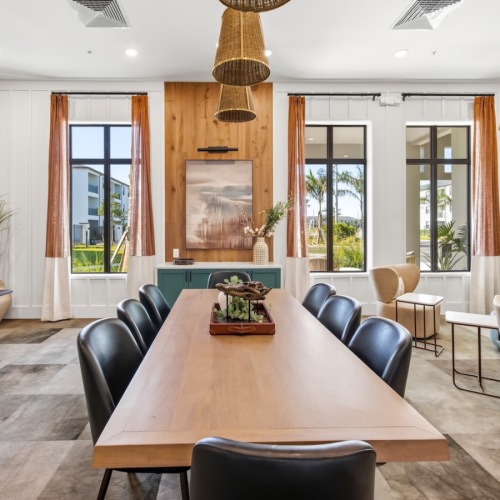 room with a long table and chairs