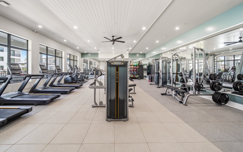 fitness center with exercise equipment