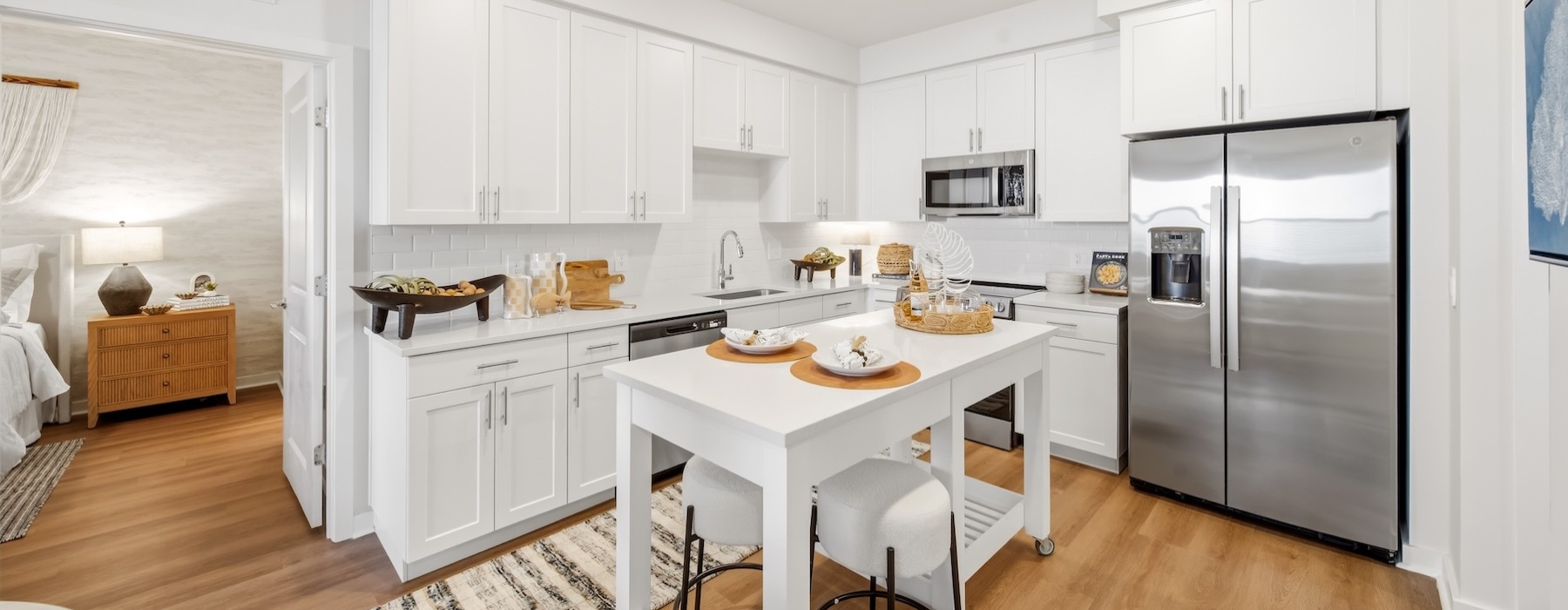 kitchen with white cabinets and stainless steel appliances
