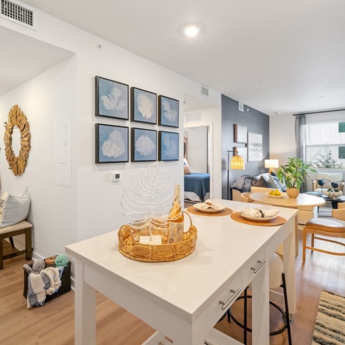 open kitchen and livingroom with wood floors